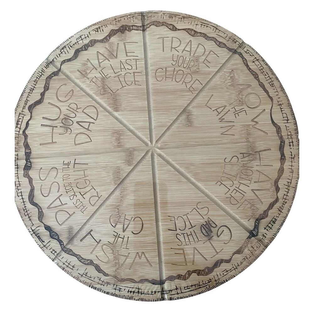 Pizza Roulette Cutting Board Bamboo Pizza Cut & Serve Board Family Game Fun NEW